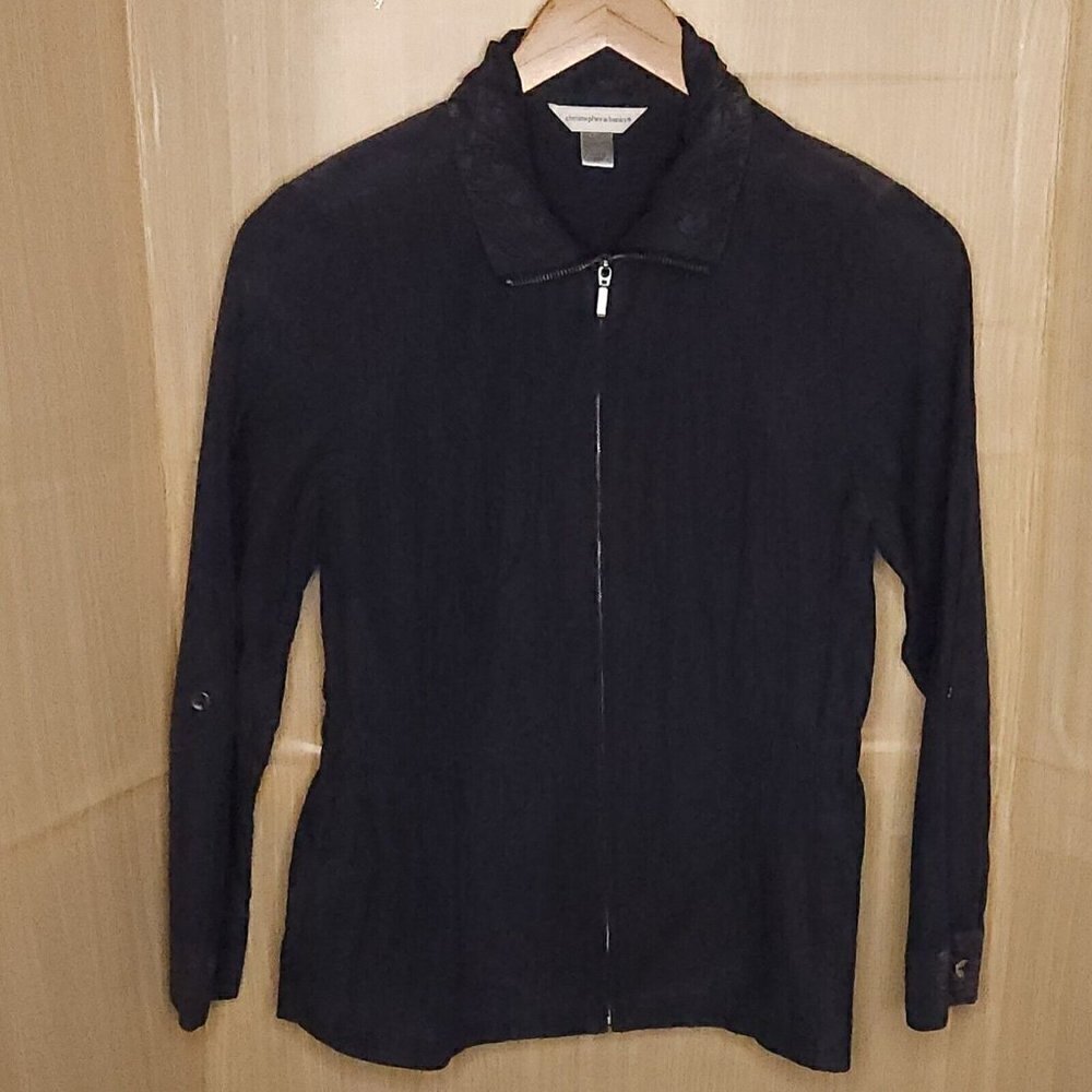 Christopher & Banks Blue Iridescent Full Zip Jacket Small
